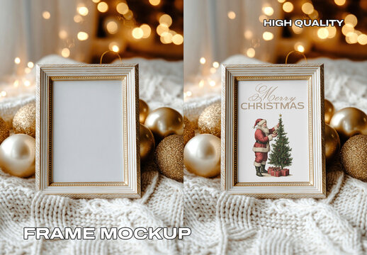 Festive Frame Mockup Christmas PSD