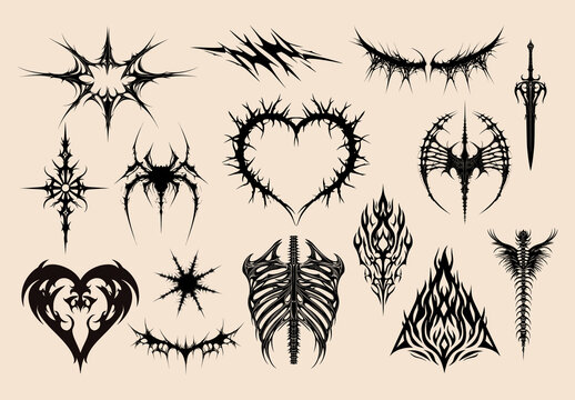 Intricate Tribal Tattoos Element Design Set