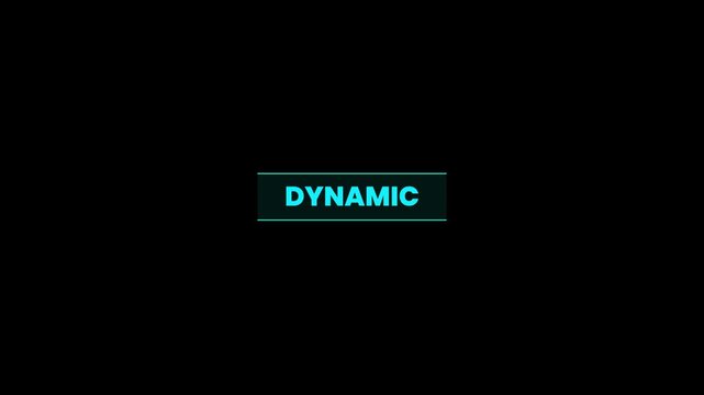 Dynamic blue text inside framing box title animation isolated on black background
