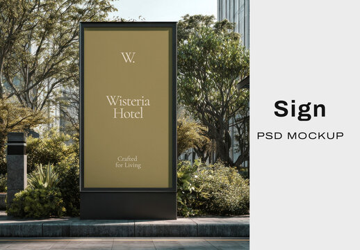 Outdoor Sign Mockup PSD&nbsp;In A Modern Urban Setting