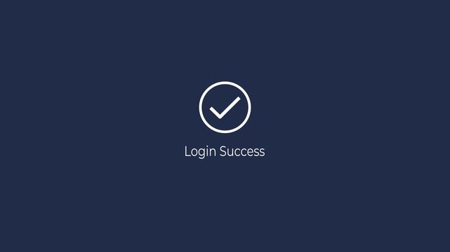 Secure account login success concept on the transparent background. Login success animation with loading circle and tick icon for mobile app interface.