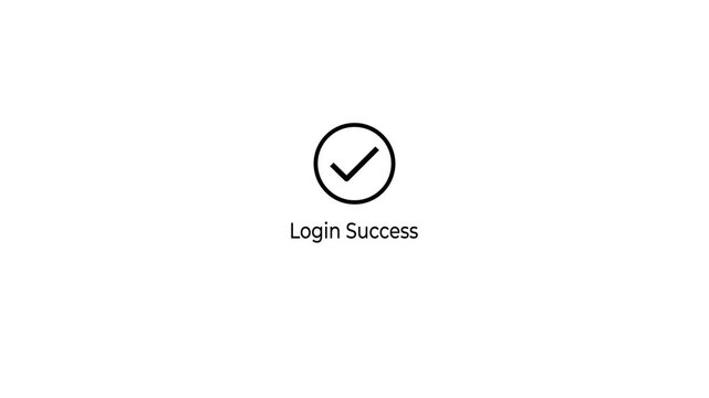Secure account login success concept on the transparent background. Login success animation with loading circle and tick icon for mobile app interface.