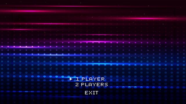 Start new game by selecting a player or exiting the game's main menu. Modern trendy game background with lighting effect.