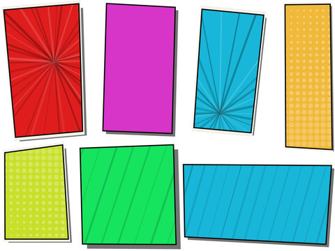 Colorful geometric shapes in a grid arrangement isolated on transparent background