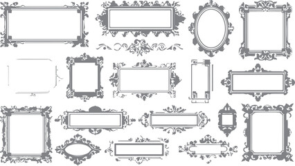 Vintage ornamental design elements with calligraphic flourishes decorative borders frames fleur de lis crowns and classic symbols for elegant graphics © Bryan