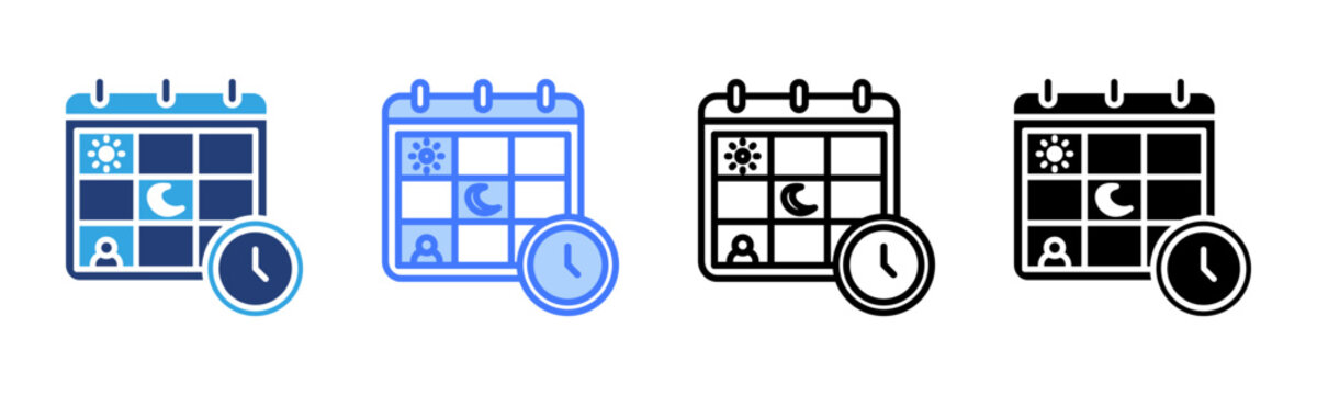 Shift Schedule icon set multiple style collection