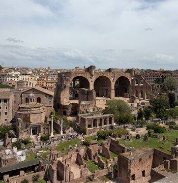 Basilica of Maxentius Roman Forum Aerial View Rome