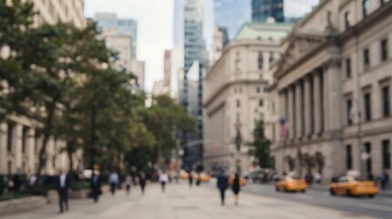Fototapeta premium Blurred view of people walking on a busy city street in New York.