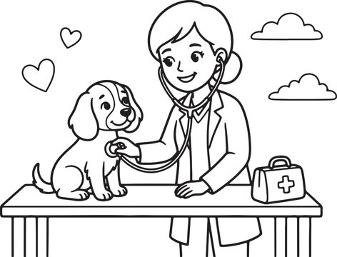Veterinarian examining a small dog on an exam table stethoscope