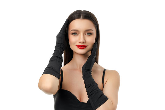 Beautiful woman expressing sophistication and charm, isolated, PNG