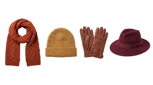 Winter scarf hats gloves isolated on transparent background png