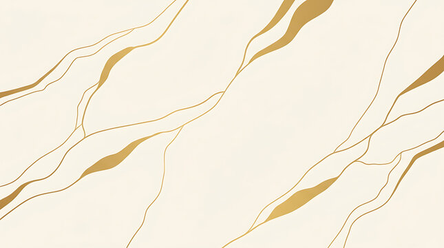 Elegant abstract pattern with graceful golden flowing lines on a creamy light background, evoking luxury and sophistication