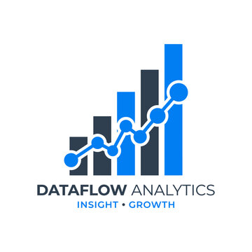 Dataflow Analytics Logo with Bar Chart and Line Graph