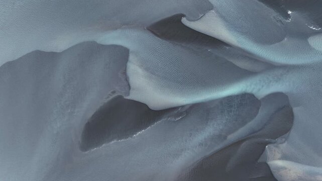Aerial view of a meandering glacial stream, Skjalfandafljot, in the north of Iceland