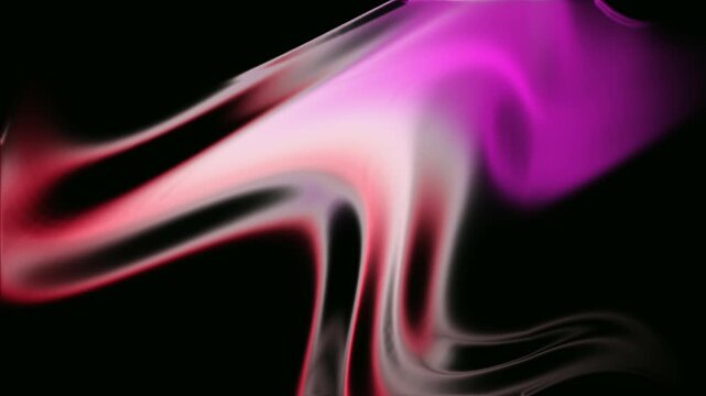 Abstract pink magenta white fluid wave animation with glossy flowing ribbons and smooth dynamic motion on black background