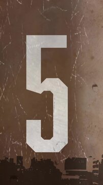 Animation of countdown to midnight on distressed background