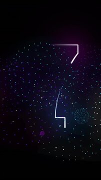 Animation of countdown to midnight with fireworks on black background