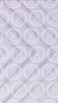 Multiple profile icons against triangles on white background