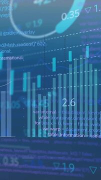 Animation of financial data processing over arrow on yellow road sign and city