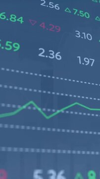 Animation of financial data processing over arrow on yellow road sign
