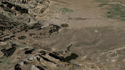 Obraz premium 3D illustration of La Paz, Bolivia (Plurinational State of). Contains modified Copernicus Sentinel data (2023). Surface/elevation: ESA/Copernicus.