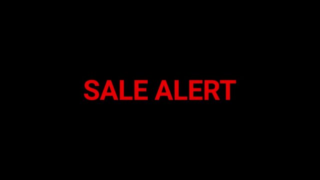 Sale alert text appears in bright red neon letters against a dark background to draw immediate attention to promotional events.