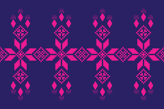 Cross Stitch Pattern concept folk embroidery seamless texture, rustic ornament motif. Design for: fabric, fashion, decor, blanket. Pattern charm woven art. I drew this by myself, it&rsquo;s not AI generated
