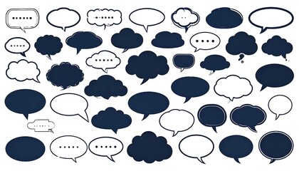 Fototapeta premium Diverse collection of black and white brain icons.