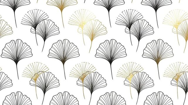 Elegant ginkgo leaves pattern moving seamlessly in a continuous loop