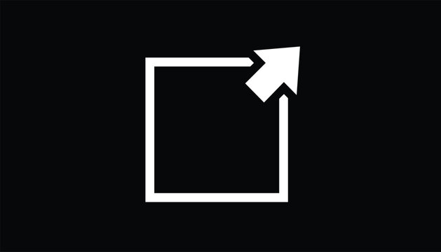 Expand and open diagonal arrow line icon representing screen resize maximize window and external link concept.