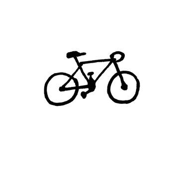 Bicycle Doodle Brush Hand Drawn Outline


