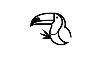 Naklejka premium Minimalist line art logo of a toucan bird beak and profile ideal for modern brand identity and natural designs.