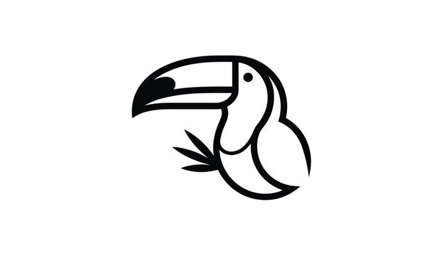 Minimalist line art logo of a toucan bird beak and profile ideal for modern brand identity and natural designs.