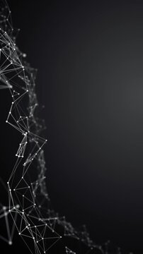 Gray Digital Network Wave Mesh Animation,Abstract Flowing Particle Connection Technology and Science Stream Vertical Social Media Motion Background