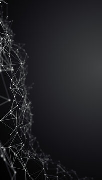 Gray Digital Network Wave Mesh ,Abstract Flowing Particle Connection Technology and Science Stream Vertical Social Media Background