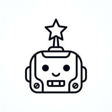 Cute cartoon robot character with a star on its head.