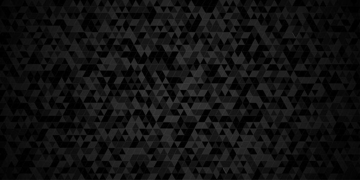 Abstract vector black and gray randomly low polygon paper triangle creative rectangle technology wallpaper. Polygon mosaic triangle, business banner corporate background.