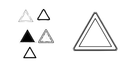 Fototapeta premium Warning Triangle Wireframe High Contrast Linework Outline Icon