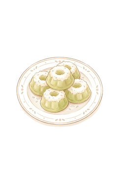Illustration of Traditional Malaysian Kuih Puteri Ayu