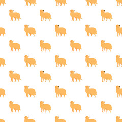 Fototapeta premium Golden retriever dogs standing in an illustrative seamless pattern concept