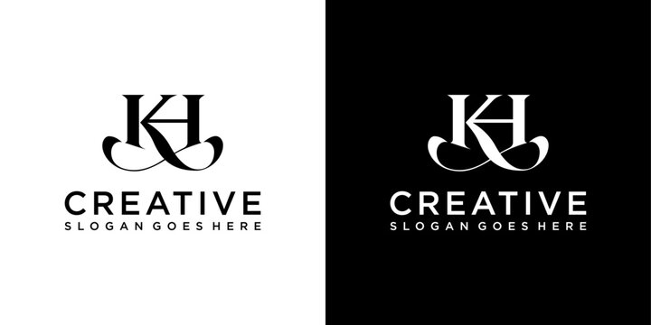 KH or HK initial letter logo design vector concept
