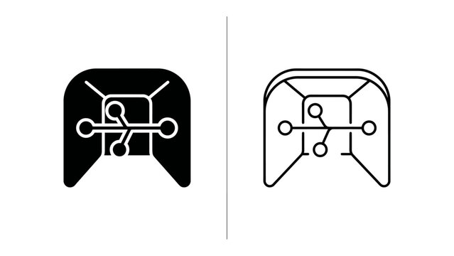 Git Icon Comparison: Two distinct icons representing version control system, one in solid black and the other as an outline, showing two representations for comparison.