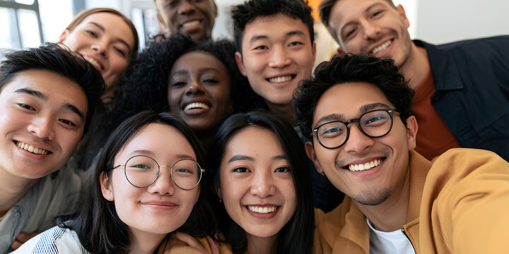 A group photo of young and diverse colleagues for the company's about page and as a team introduction