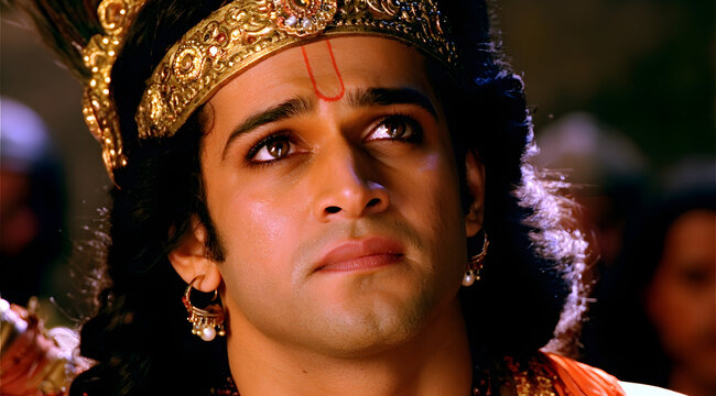 Lord Krishna delivering the Geeta Updesh to Arjuna during the Mahabharata war