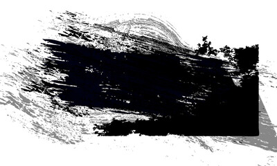 Obraz premium Brush stroke with spray texture vector grunge. painted by brush black ink brush strokes frame.