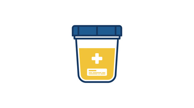 Medical Urine Sample Cup with Cross Icon, Isolated