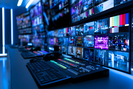 Current control room broadcasting features vivid video content