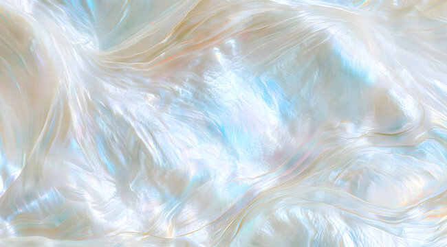 An iridescent pearl surface with pastel-toned shimmer and a mother-of-pearl pattern