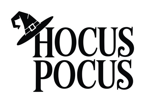 Hocus pocus witch hat text typography halloween graphic design art