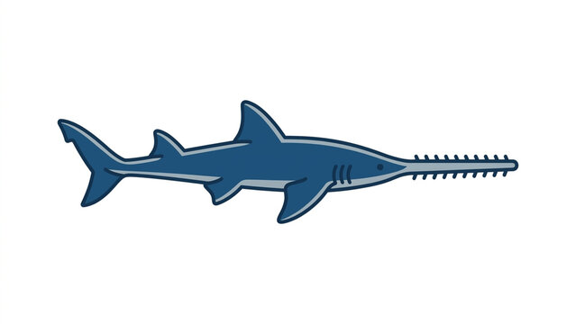 Minimalist Flat Vector Sawfish Icon Ligne Claire Style Illustration